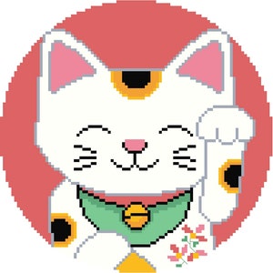 Lucky Cat Cross Stitch Pattern