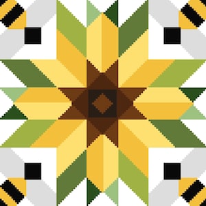 Lappendeken zonnebloem kruissteekpatroon