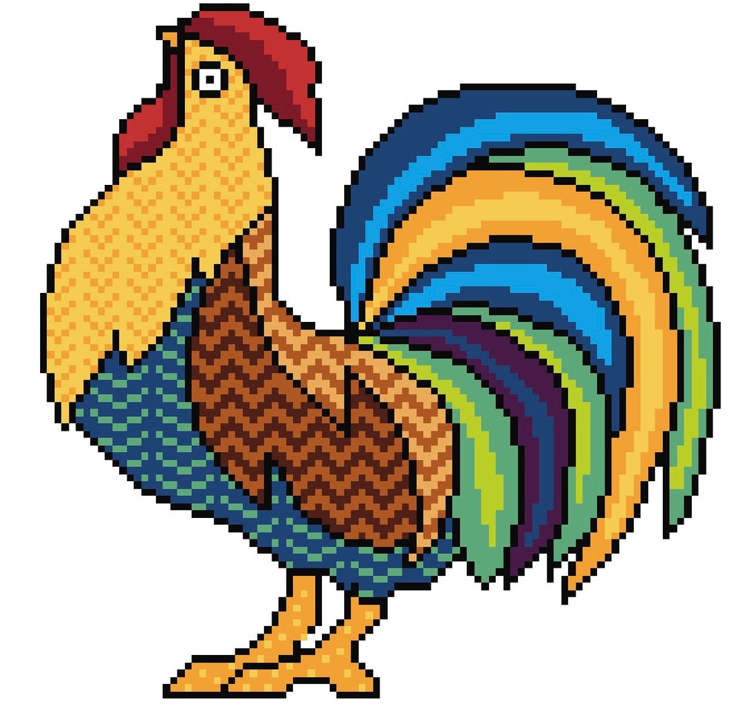 Quirky Rooster Cross Stitch PDF Pattern - Etsy