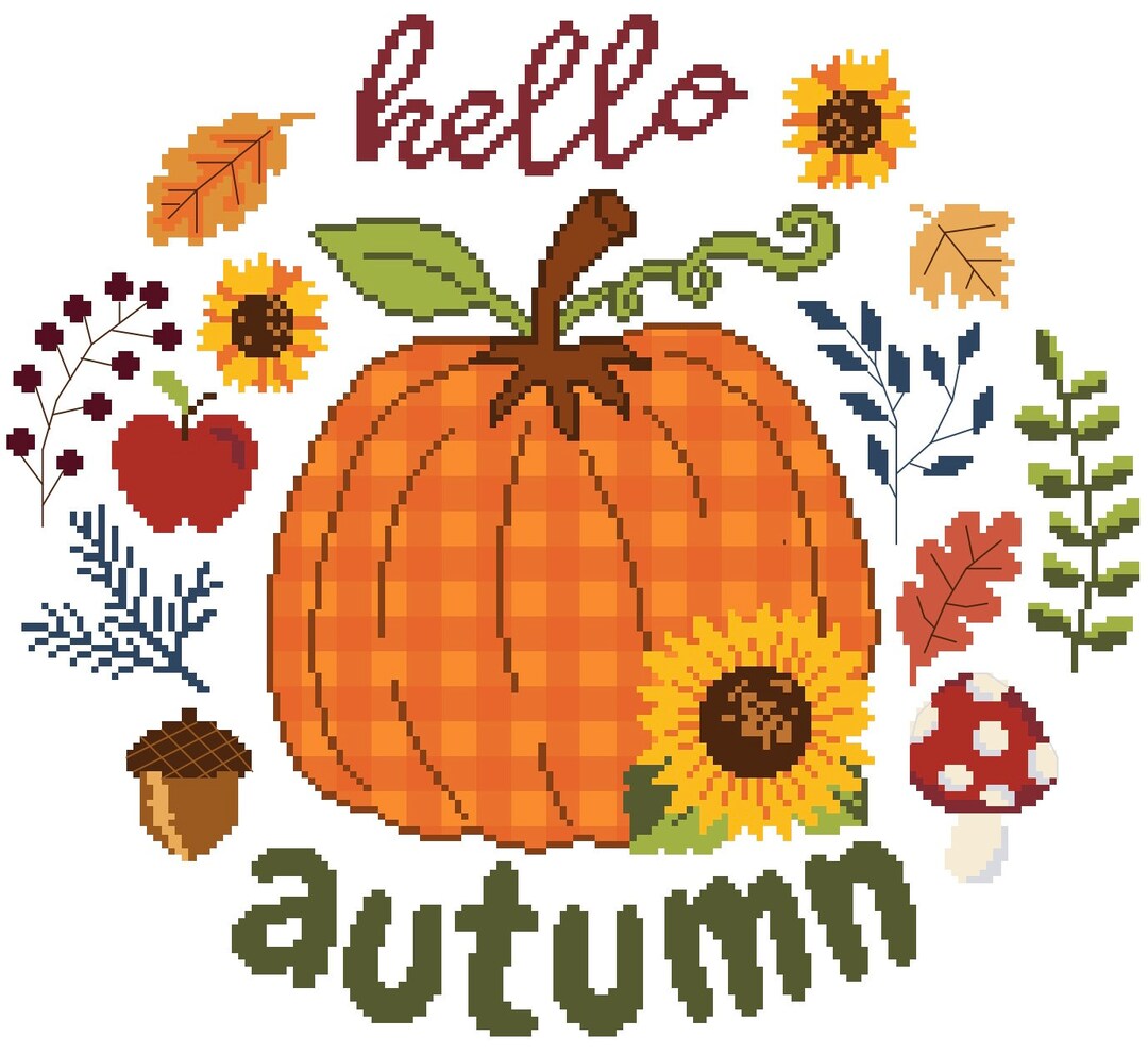 Hello Autumn Cross Stitch Pattern - Etsy
