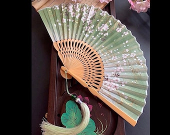 Cherry Blossom Painting Hand Folding Fan/Traditional Chinese Painting Hand Folding Fan/Sakura Painting Hand Golding Fan/Hanfu Hand Fan/Gift