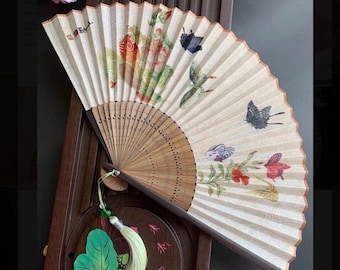 Chinese Big Folding Hand Fan w/ Pic of Bridge for Wedding Party Dancing Gifts 