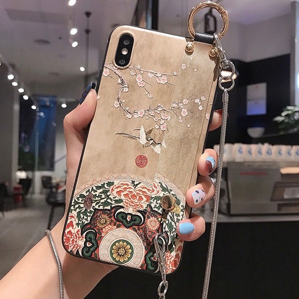 Oriental Garden 3D Relief Phone Case/iPhone Cover/Floral Phone Case for iPhone 11/iPhone Protector for 7 Plus 8 Plus/Phone Case/Gift