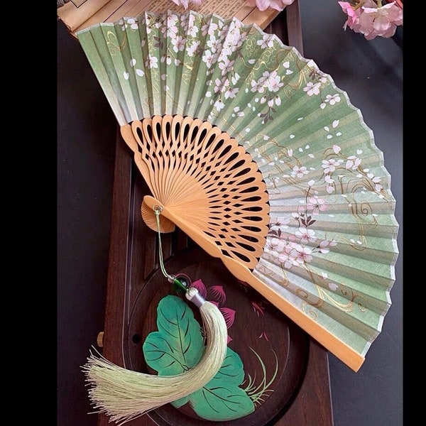 Cherry Blossom Painting Hand Folding Fan/Traditional Chinese Painting Hand Folding Fan/Sakura Painting Hand Golding Fan/Hanfu Hand Fan/Gift