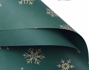 Luxury Winter Wrapping Paper Set(2 pieces)/Large Gift Wrapping/Snow Flakes Paper/Luxury Gift Wrapping/Green Craft Paper/Flower Wrapping