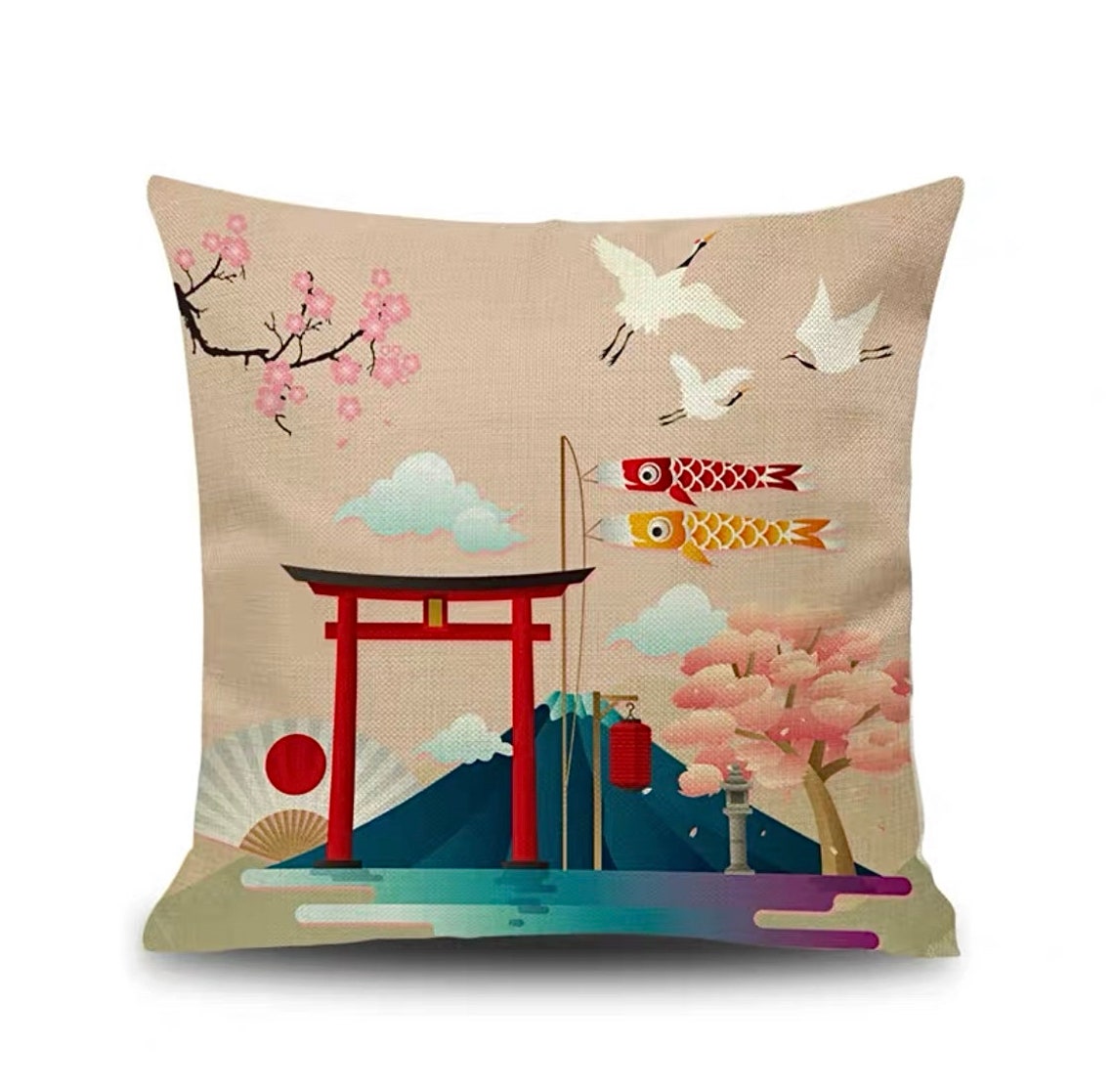 Retro Japanese Cushion Cover/45cm45cm Square Cushion Etsy UK
