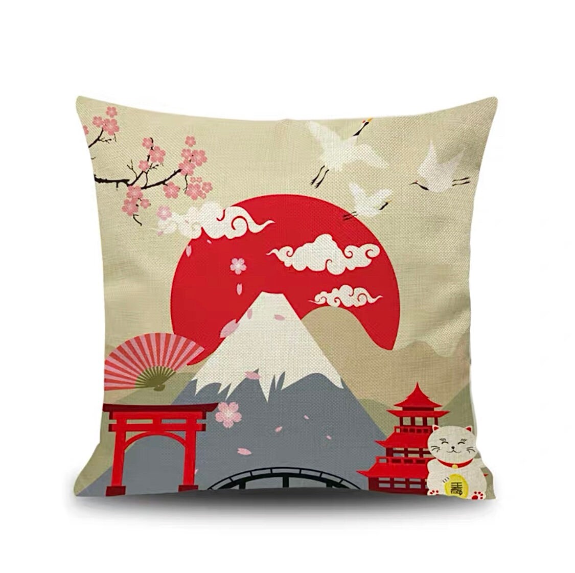 Retro Japanese Cushion Cover/45cm45cm Square Cushion Etsy UK