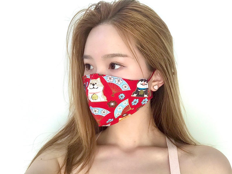 Shiba Inu Pattern 3 Layers 100% Cotton Face Mask/Free UK ...