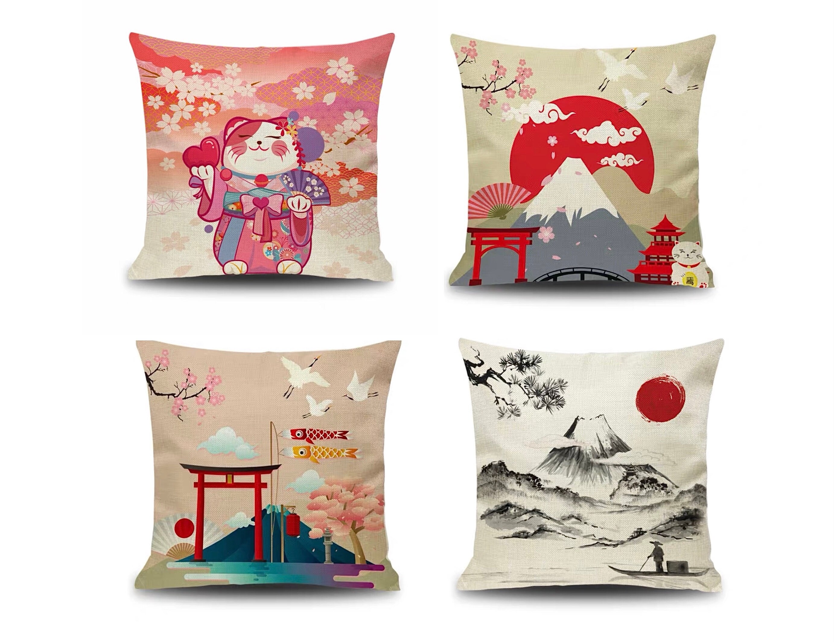 Retro Japanese Cushion Cover/45cm45cm Square Cushion Etsy UK