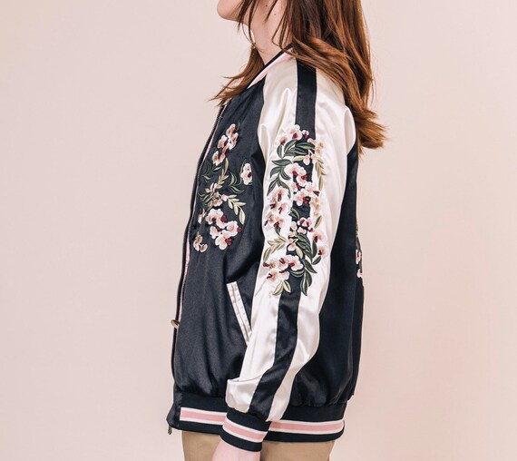 Embroidered bomber top jacket womens