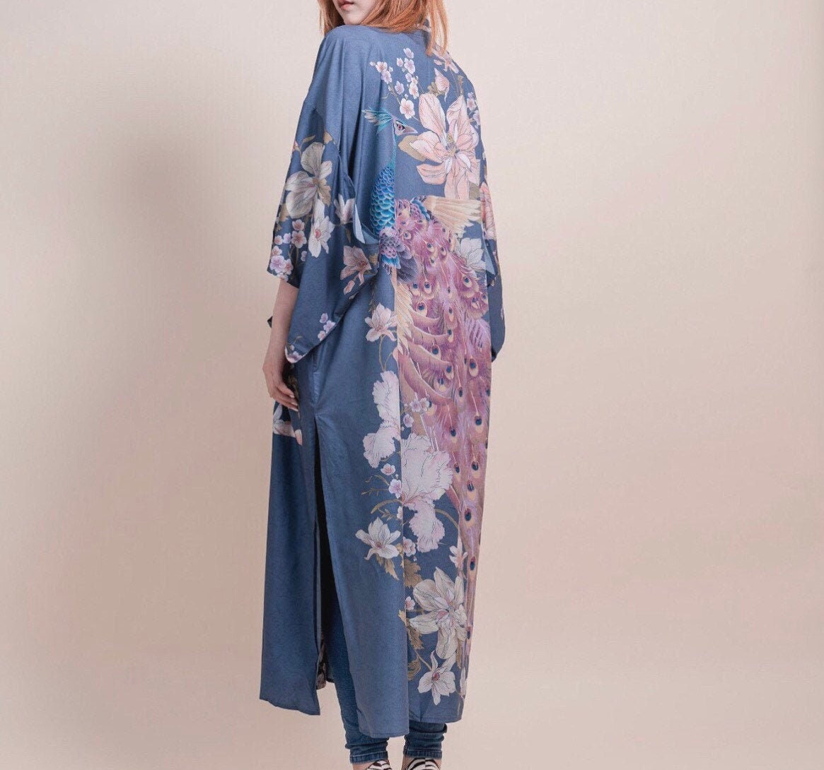 Gorgeous Blooming Kimono /Long Robe/Silky Robe/Dressing Gown/Gift