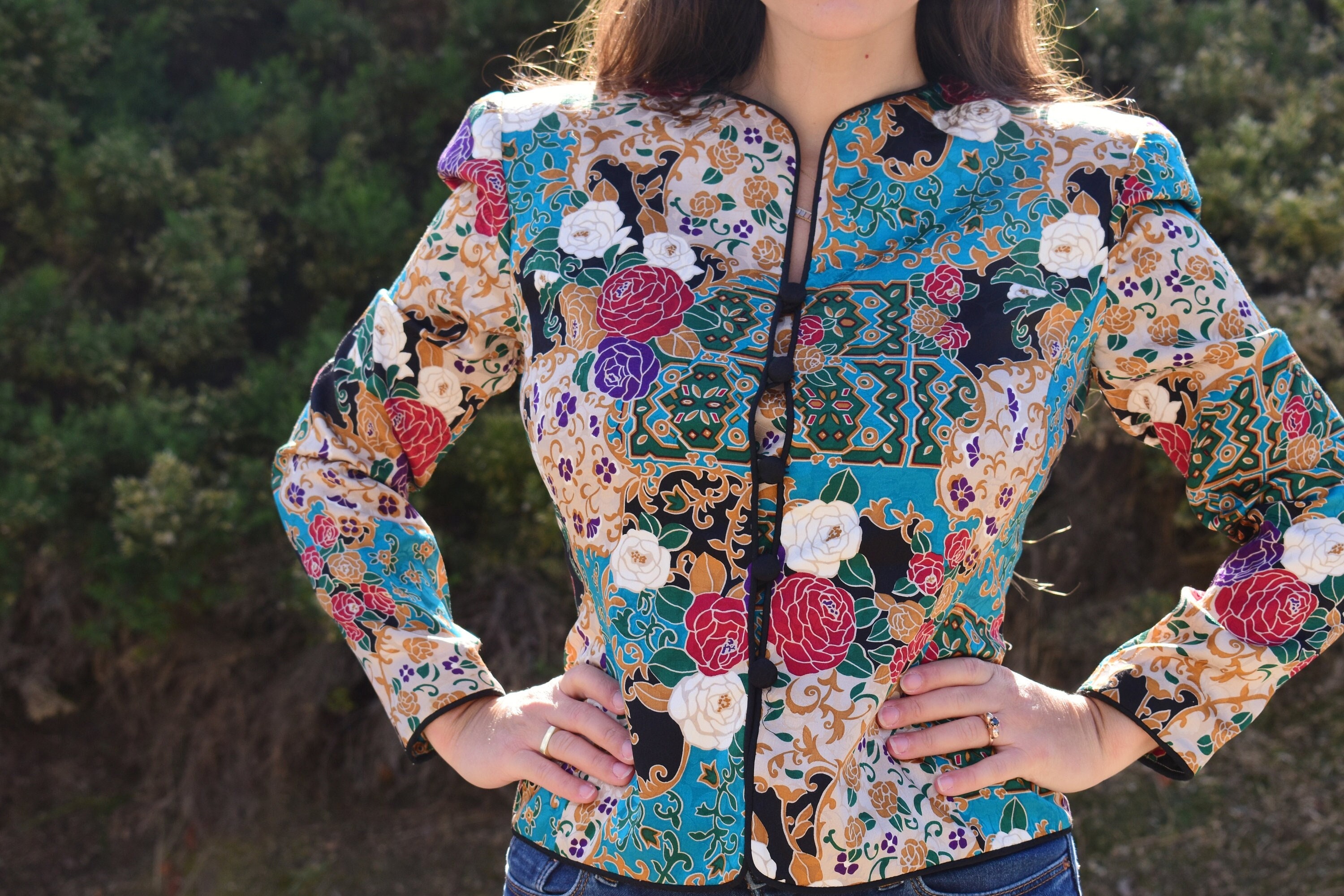 Vintage 80s Silk Adrianna Papell Puff 