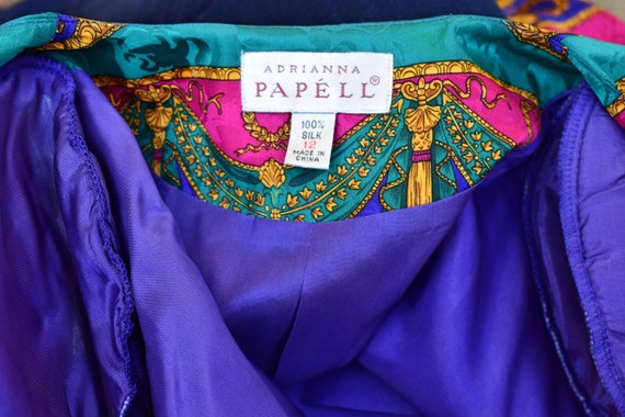 Vintage 80s Silk Adrianna Papell Jacket, Floral Victorian Blazer