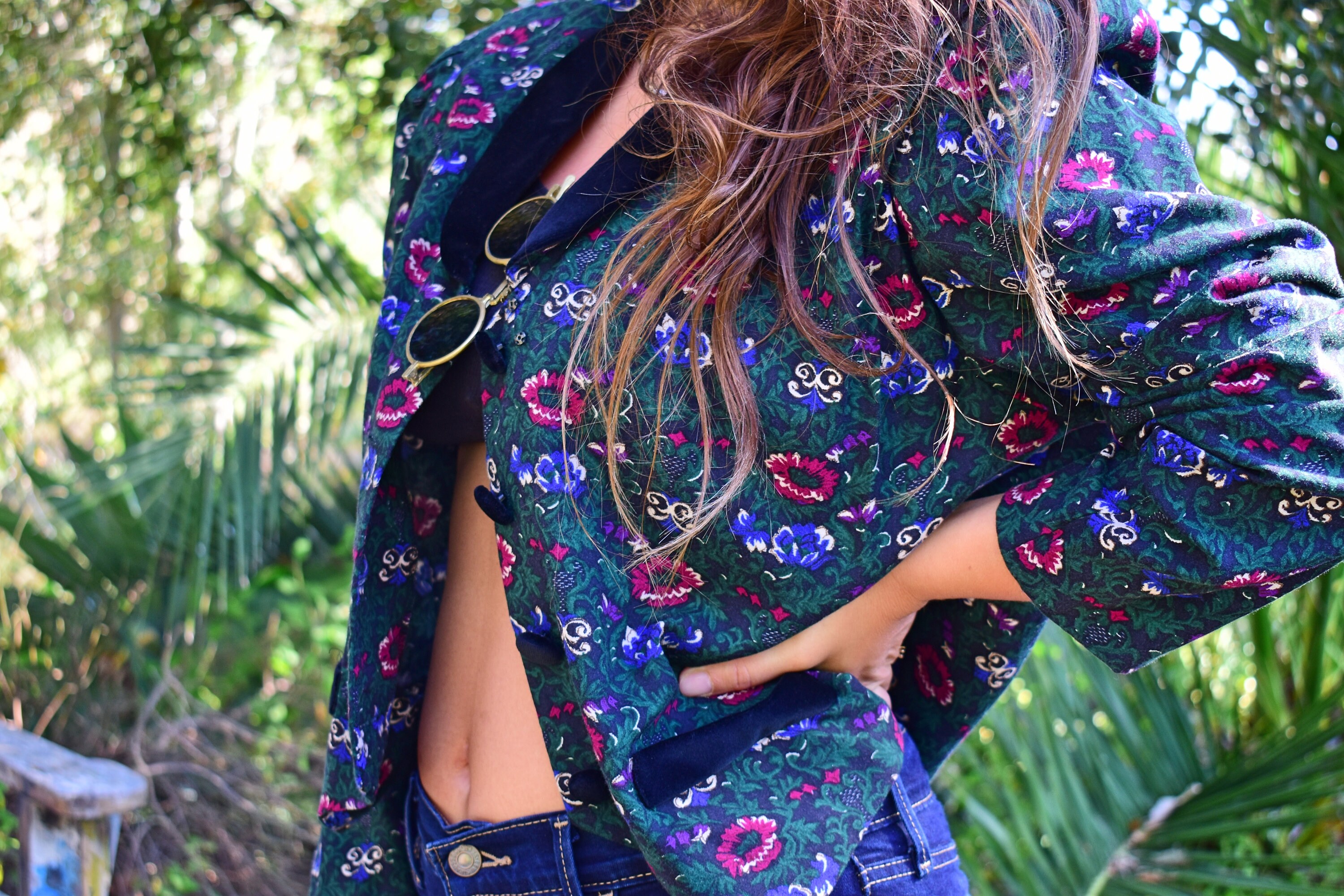 Vintage 80s Rayon Karin Stevens Jacket, Black Velvet Womens