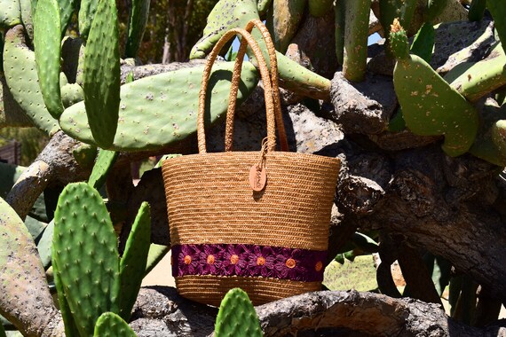 Vintage Liz Claiborne Floral Straw Bag, Boho Beach