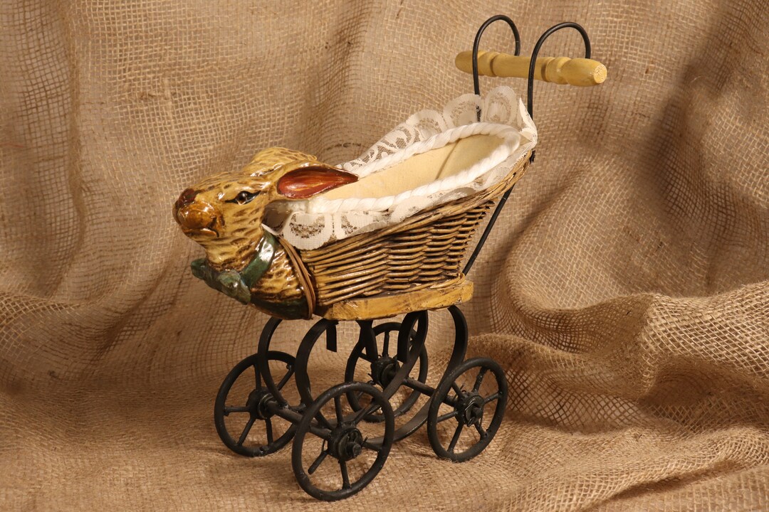 Antique Bunny Rabbit Head Wicker Baby Doll Buggy Carriage - Etsy