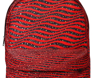 Chiyogami Red Black Striped Backpack