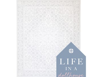 Sophia Rug in Light Gray for Dollhouse Miniature 1:12 Scale