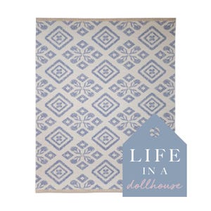 Marie Medallion Dollhouse Rug in Blue Miniature 1:12 Scale