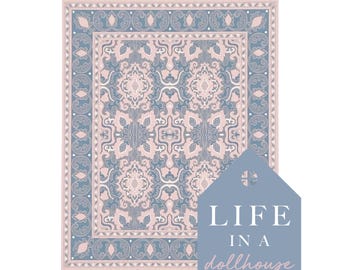 Audrey Dollhouse Rug in Pink and Blue Miniature 1:12 Scale