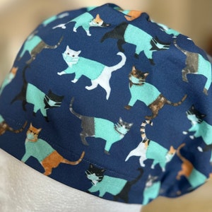 Scrub hat, Scrub cap, Surgical cap, PPE. Womens. Cats in Scrubs