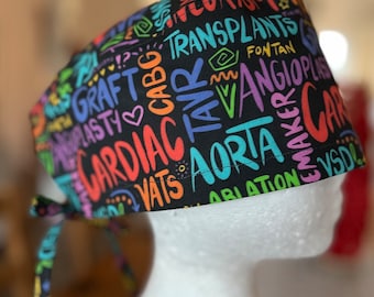 Cardiac Scribbles Scrub Cap, Mens Cotton Surgical Hat