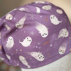 Halloween-skrubbermössa, kirurgisk hatt för kvinnor, pumpa-vänner-spöken