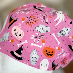 Halloween Scrub Cap, Women's Surgical Hat, Cotton + Steel Fabric