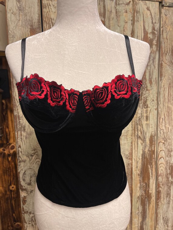 Vintage Lingerie | Stunning Womens Red Satin Overbust Corset
