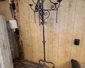 Hand Forged Wrought Iron Floor Candelabra (97" tall x 32" wide) Local Pick Up