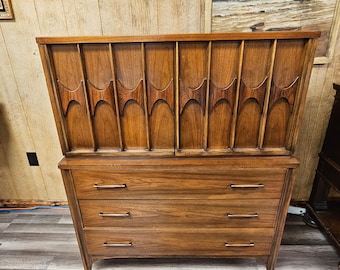 MCM Walnut Highboy Dresser Armoire By Kent Coffey For Perspectra 5 Drawer Local Pick Up