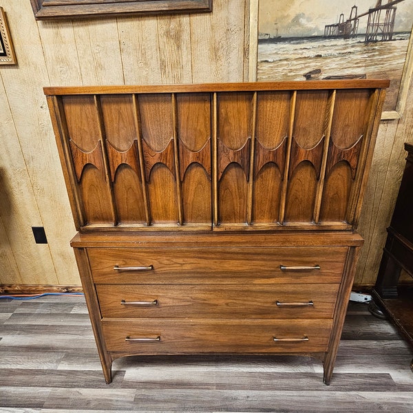 MCM Walnut Highboy Dresser Armoire By Kent Coffey For Perspectra 5 Drawer Local Pick Up