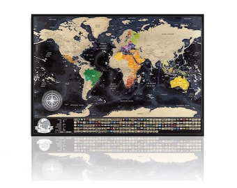 Carte de voyage personnalisée à gratter - Meilleur cadeau d'anniversaire, grattez vos voyages, carte du monde à gratter, cadeau voyageurs, carte du monde, fabriqué en Europe