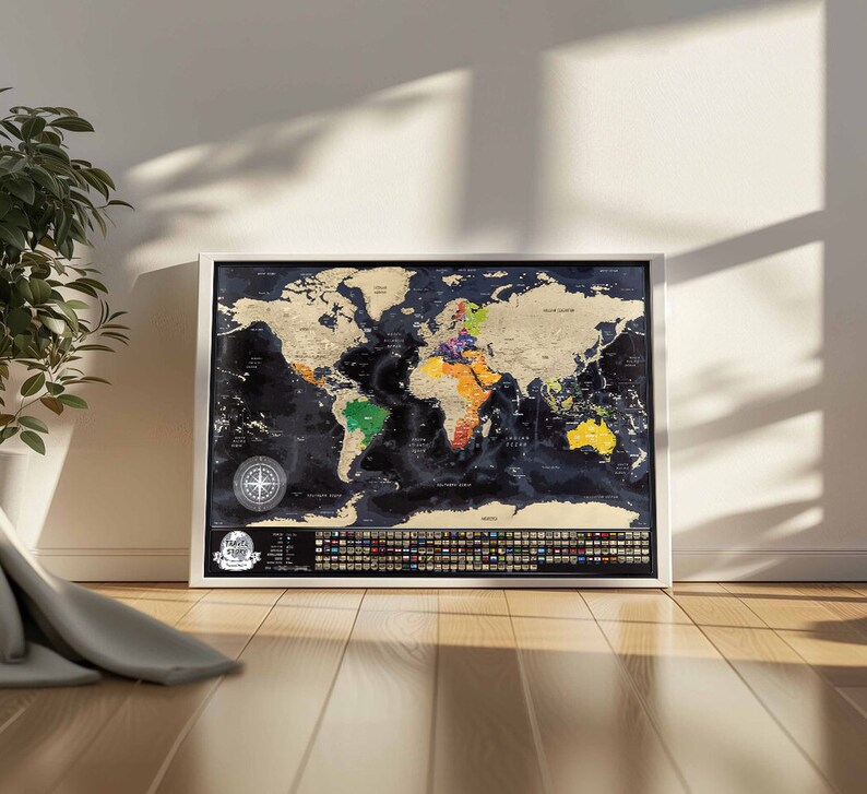 personalized scratch off travel map - best birthday gift, scratch your travels, scratch world map, travelers gift, world map, made in europe, map with wooden frame, map with country flags, weeding gift, travel scratch map, world map scratch off