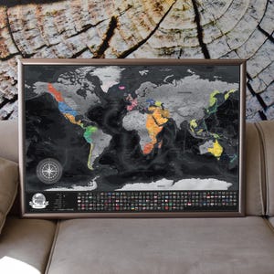 Carte du monde XXL à gratter avec drapeaux, meilleur cadeau d'anniversaire, meilleur cadeau pour un ami, cadeau personnalisé, cadeau original pour voyageur, fabriqué dans l'UE