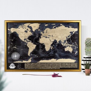 Scratch World Map with State lines in US, Canada, Greenland, Russia, China and Australia, all Countries Borders are clearly marked Oceans, Seas, Rivers, Lakes, Cities, Names of Countries and Capitals
Scratch travel map with countries flags