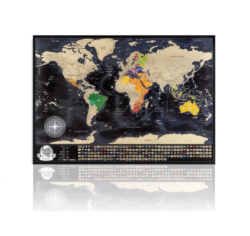 personalized scratch off travel map - best birthday gift, scratch your travels, scratch world map, travelers gift, world map, made in europe, map with wooden frame, map with country flags, weeding gift, travel scratch map, world map scratch off