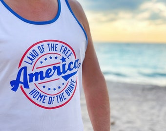 Fourth of July Tank Top for Men Mens American Flag Beach Tank Tops Muscle Running Workout Independence Day Vest