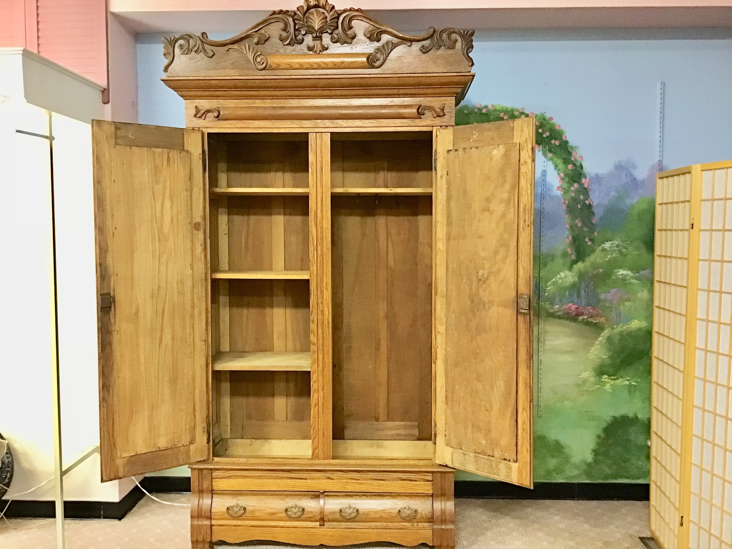 Antique Knockdown Beautiful Oak Wardrobe Etsy