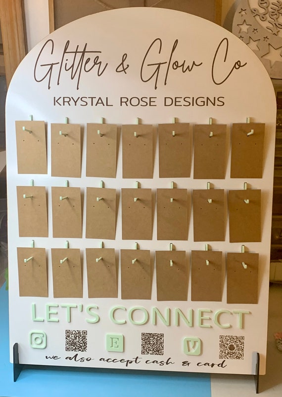 Personalized Earring Display With QR Codes for Craft Fairs Vendor