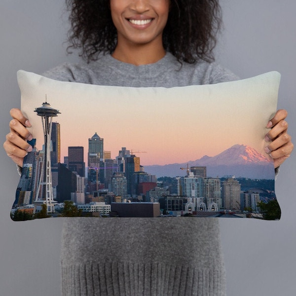 Seattle Skyline Throw Pillow, Gift for Friend, Housewarming Gift, New Home Gift, Seattle WA Skyline Art, Double Sided Decorative Pillow