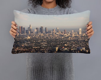 Los Angeles Skyline Pillow, California Gift for Friend, Housewarming Gift, Gift for Best Friend, New Home Gift, LA Skyline Art, Double Sided