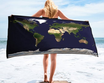 World Map Quick Drying Beach Towel, Globe Gym Towel for Explorers - Free Shipping!