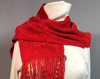 R5 Red Rayon Chenille Scarf