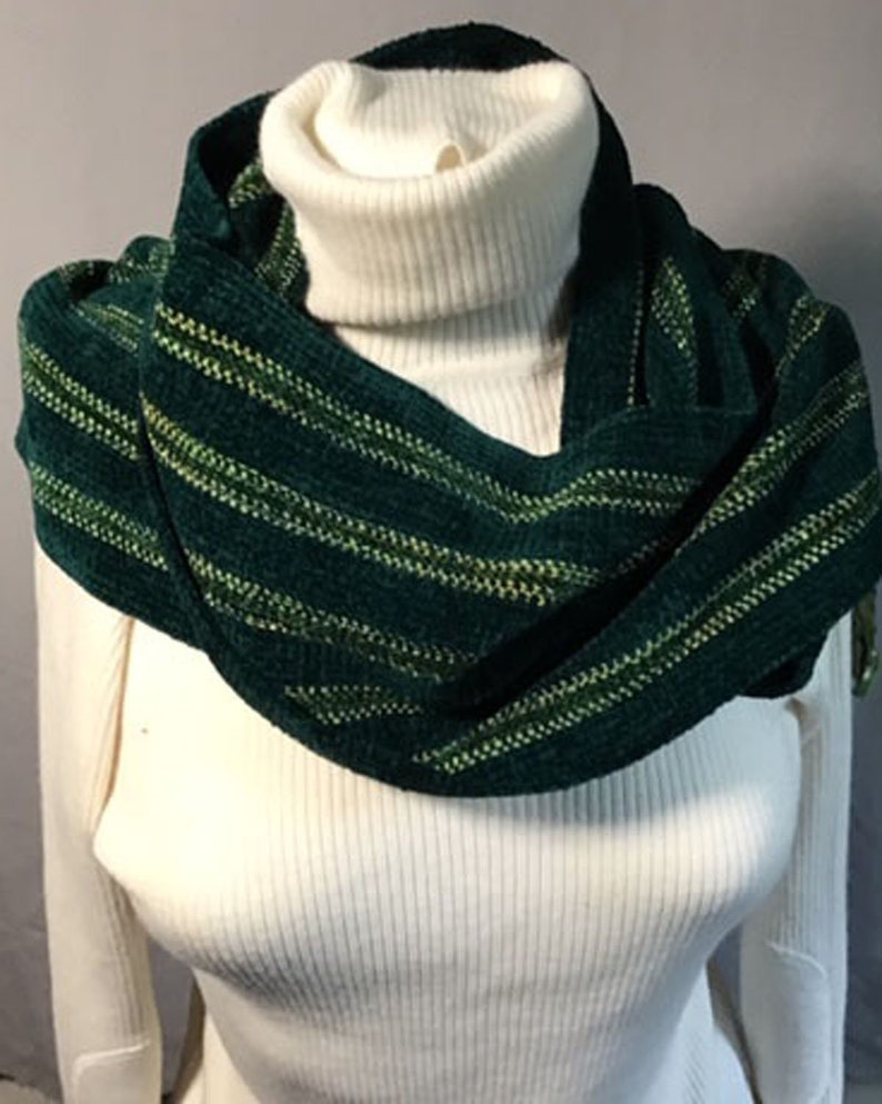 GR2 Green Rayon Chenille Scarf image 1