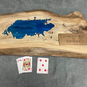 Grande tabuleiro personalizado Lake Live Edge Cribbage (presente personalizado de aniversário, noivado, casamento, casais para ele ou ela)