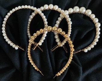 Handmade Pearl Headband: Bridal Headpiece, Bridesmaid Accessory