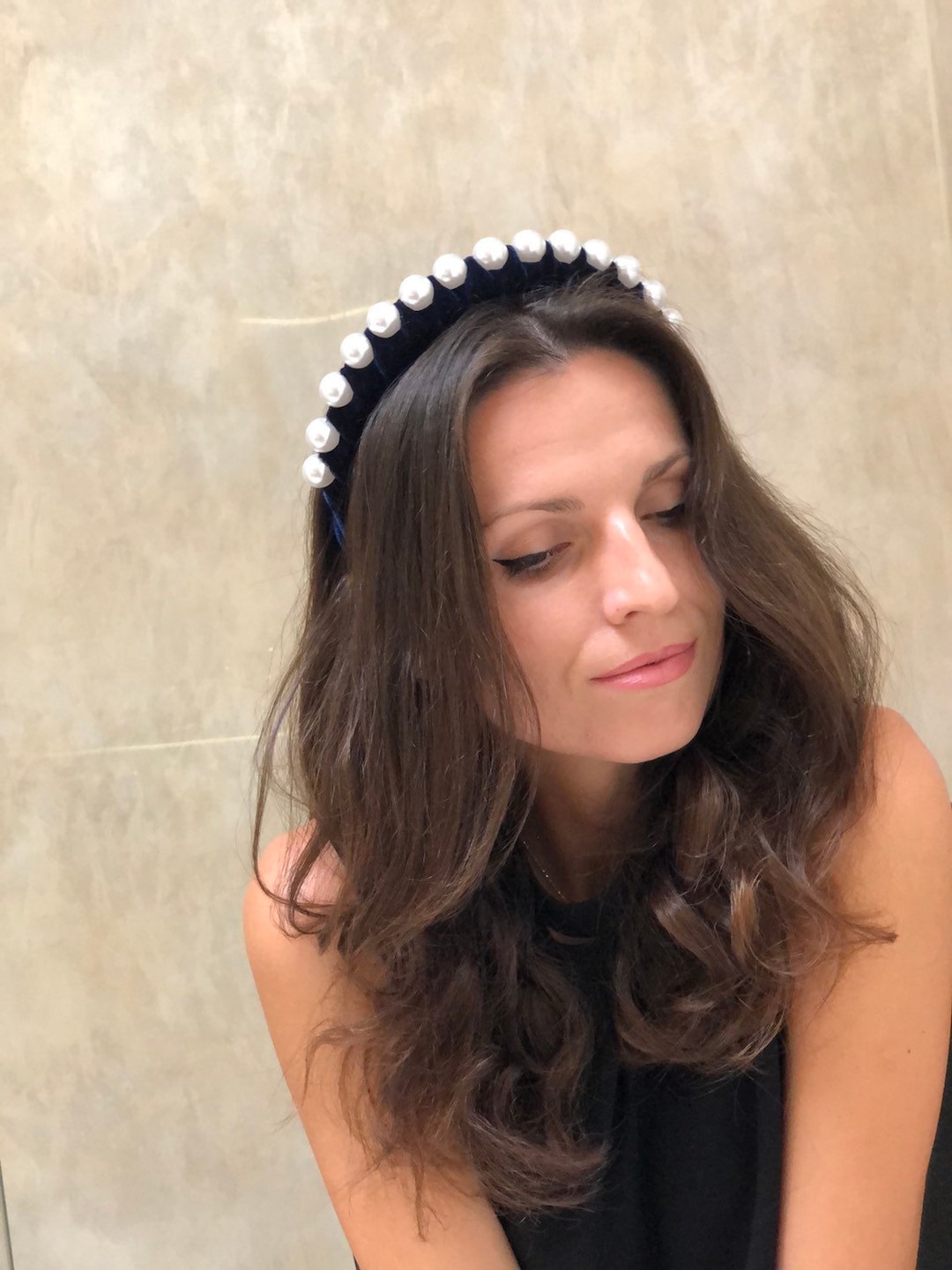 Velvet Headband Pearls Velvet Headband Braided Headband Pearl Headband