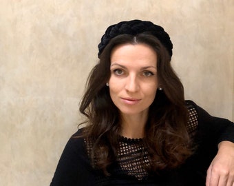 Handmade Braided Velvet Headband: Padded Chunky Headband