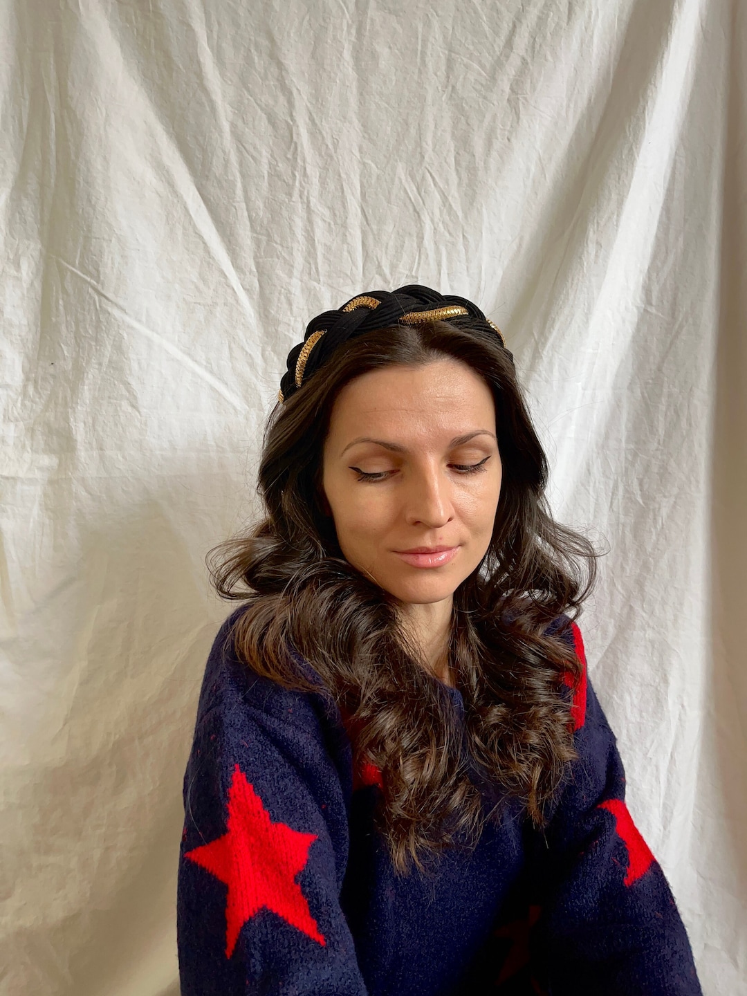 Braided Headband Black Headband Silk Headband Padded Etsy